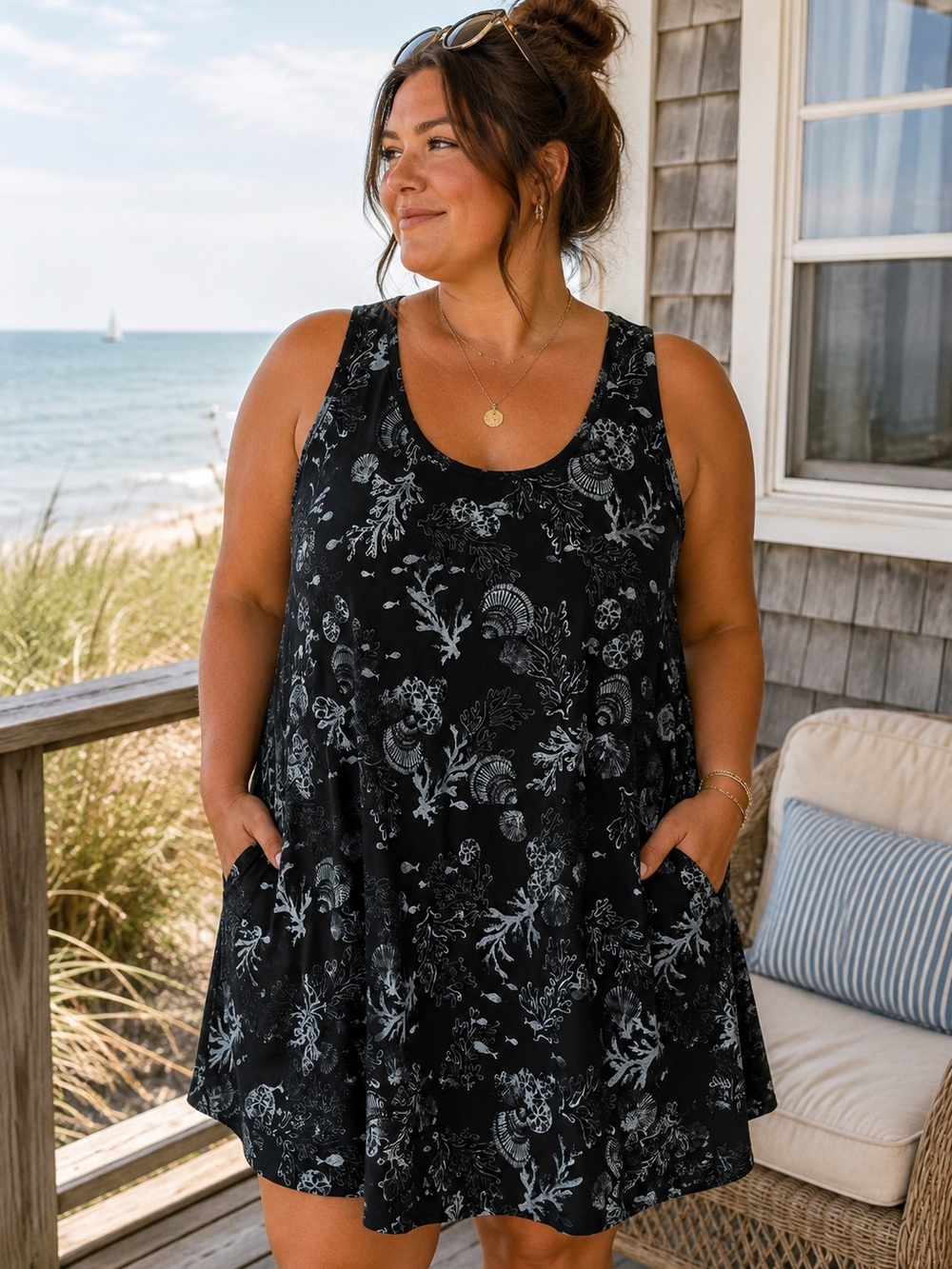 NWT Vintage Fresh Produce White Sands Tulip Dress XL Coastal Fisherman Summer